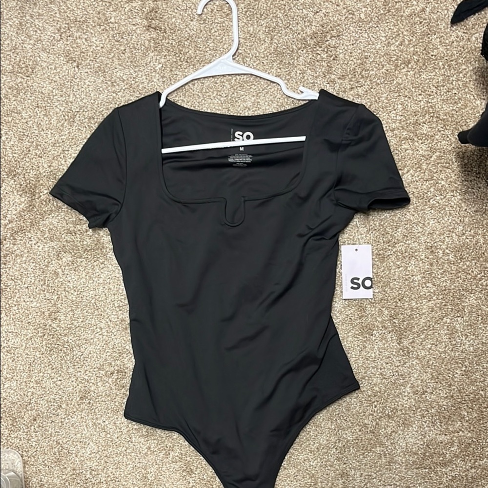 SO Black Fitted Short Sleeve Bodysuit